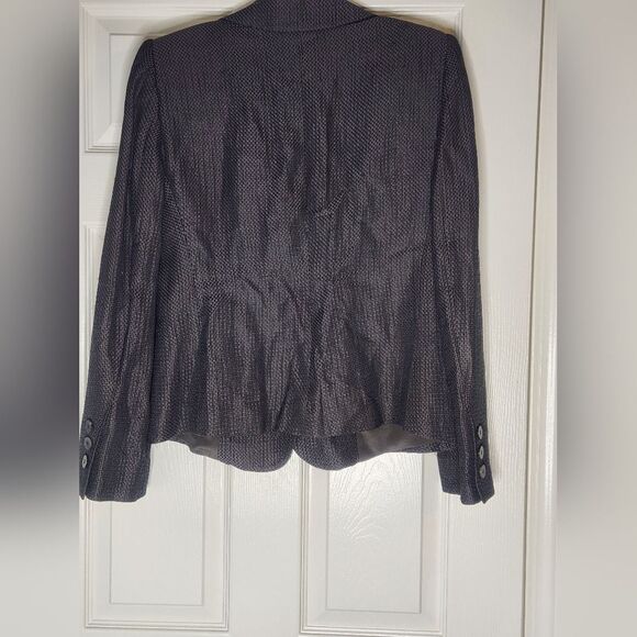 Armani Collezioni 8 BrownBlack PolkaDots 3ButtonsRamieViscose  WomenBlazer ITALY - Picture 8 of 9